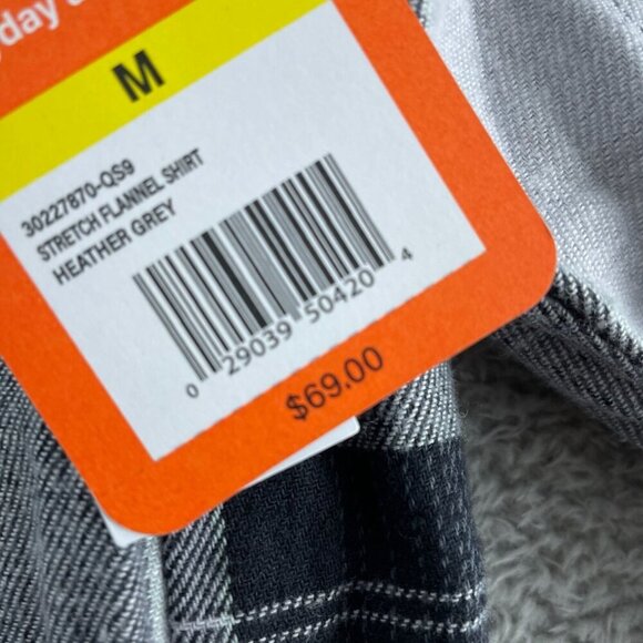 Bass Outdoor Heather Grey Stretch Flannel Shirt M Button-Down  NWT 1219 - Picture 6 of 9